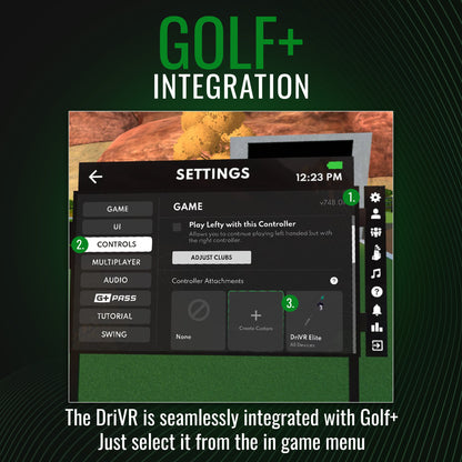 DriVR Elite Mini -  Adjustable VR Weighted Golf Club Handle Accessory - Compatible with Quest 2, 3/3s, and Pro
