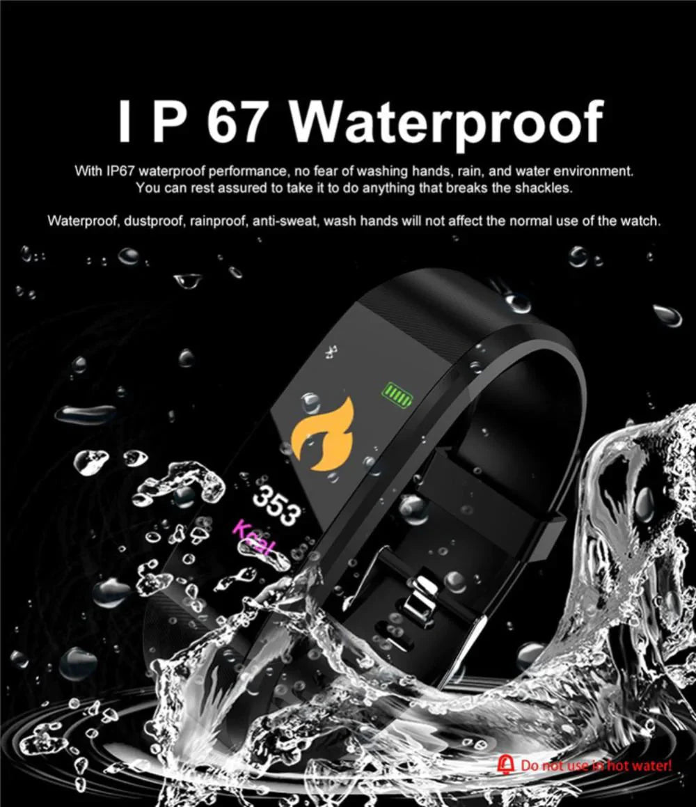IP67 Waterproof Fitness Tracker Smart Watch with Heart Rate, BP, Sleep & Multi‑Sport
