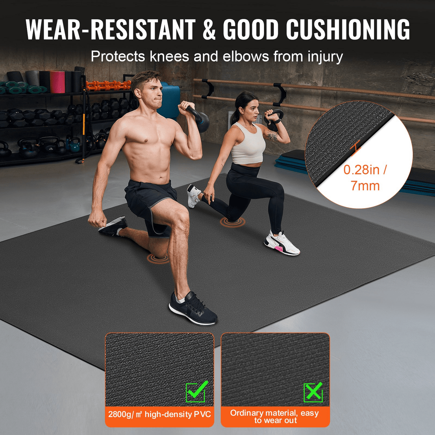 VEVOR Large Exercise Mat 7x5 ft – Non‑Slip Home Gym & Yoga Floor Mat