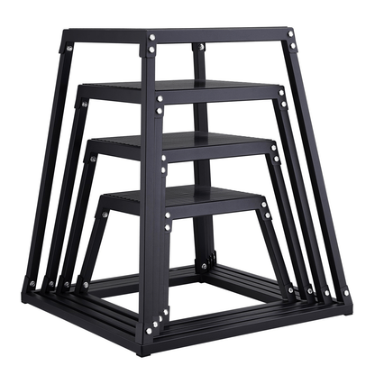 VEVOR Plyometric Jump Box Set, 12 18 24 30 Inch, Anti-Slip Steel Plyo Boxes for Home Gym Agility and Strength Training, 500 lb Capacity, Black